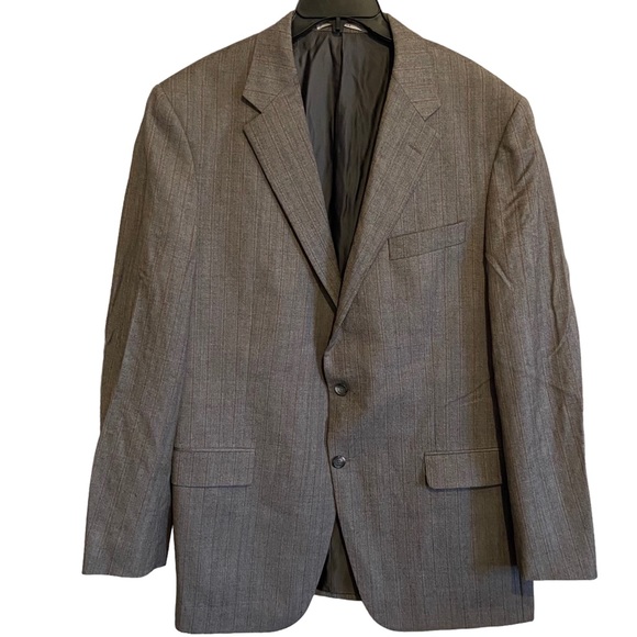 Hickey Freeman Wool Blazer Sports Jacket Business Casual Formal Neutral 44 Long